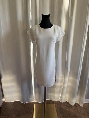 Armani Exchange White Short Sleeve Shift Dress with Side Zipper Size 2